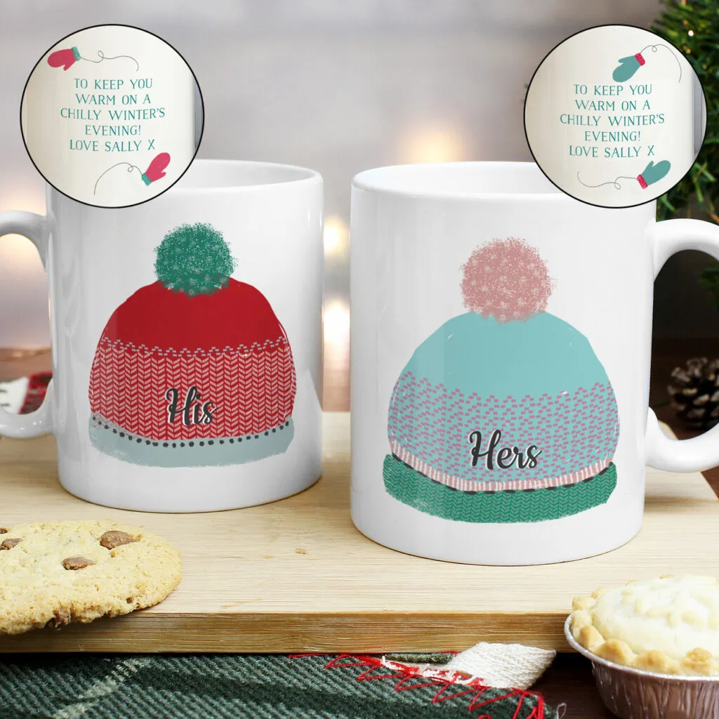 P0805F91 Personalised Woolly Hats Design Ceramic Mug Set 2