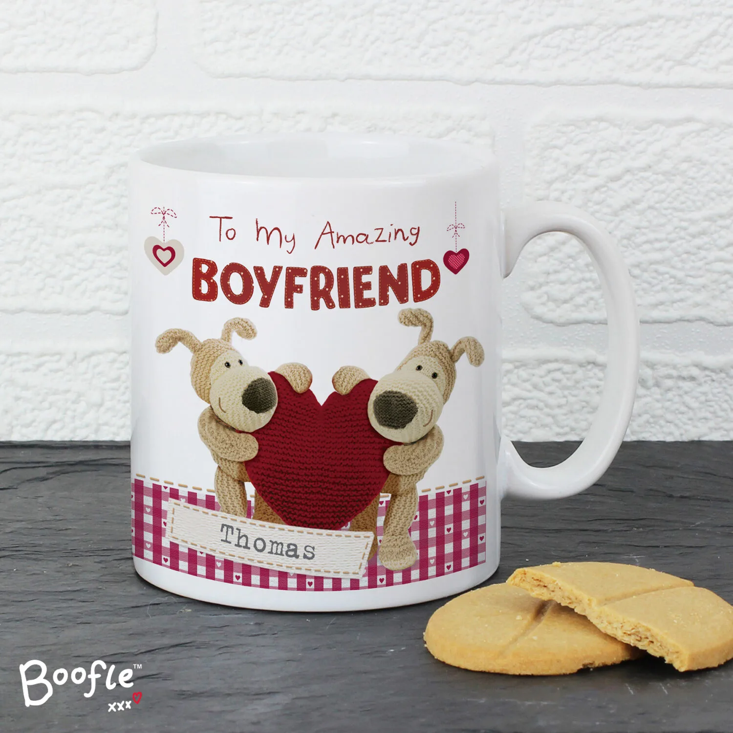 Personalised Boofle Shared Heart Design Ceramic Mug - Image 4