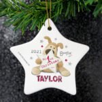 Personalised Boofle 'My 1st Christmas' Hanging Ceramic Star Decoration - Image 3
