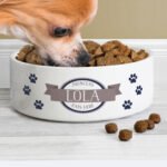 Personalised Blue Pet Paws Motif 15cm Medium White Ceramic Pet Bowl - Image 2