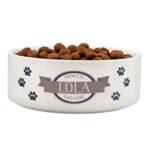 Personalised Blue Pet Paws Motif 15cm Medium White Ceramic Pet Bowl - Image 3