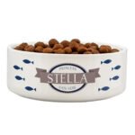 Personalised Blue Fish Design 15cm Medium White Ceramic Pet Bowl - Image 3