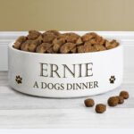 Personalised Pet Paw Print Motif 15cm Medium White Ceramic Pet Bowl - Image 2