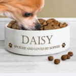 Personalised Pet Paw Print Motif 15cm Medium White Ceramic Pet Bowl - Image 3