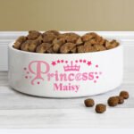 Personalised 'Princess' 15cm Medium White Ceramic Pet Bowl