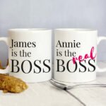 Personalised 'Boss & The Real Boss' Ceramic Mug Set
