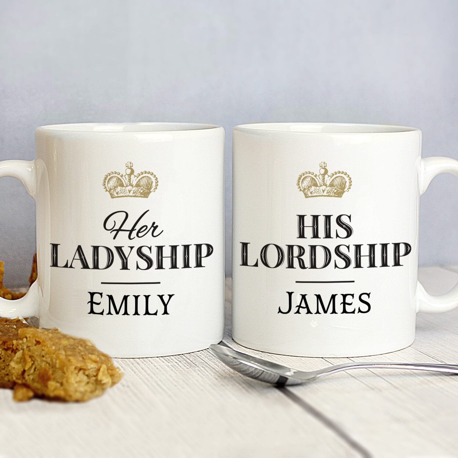 P0805H08 Personalised 'Her Ladyship & His Lordship' Ceramic Mug Set Personalised 'Her Ladyship & His Lordship' Couples Ceramic Mug Set - Image 1