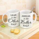 Personalised 'Other Half & Better Half' Ceramic Mug Set - Image 3