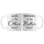 Personalised 'Other Half & Better Half' Ceramic Mug Set - Image 4