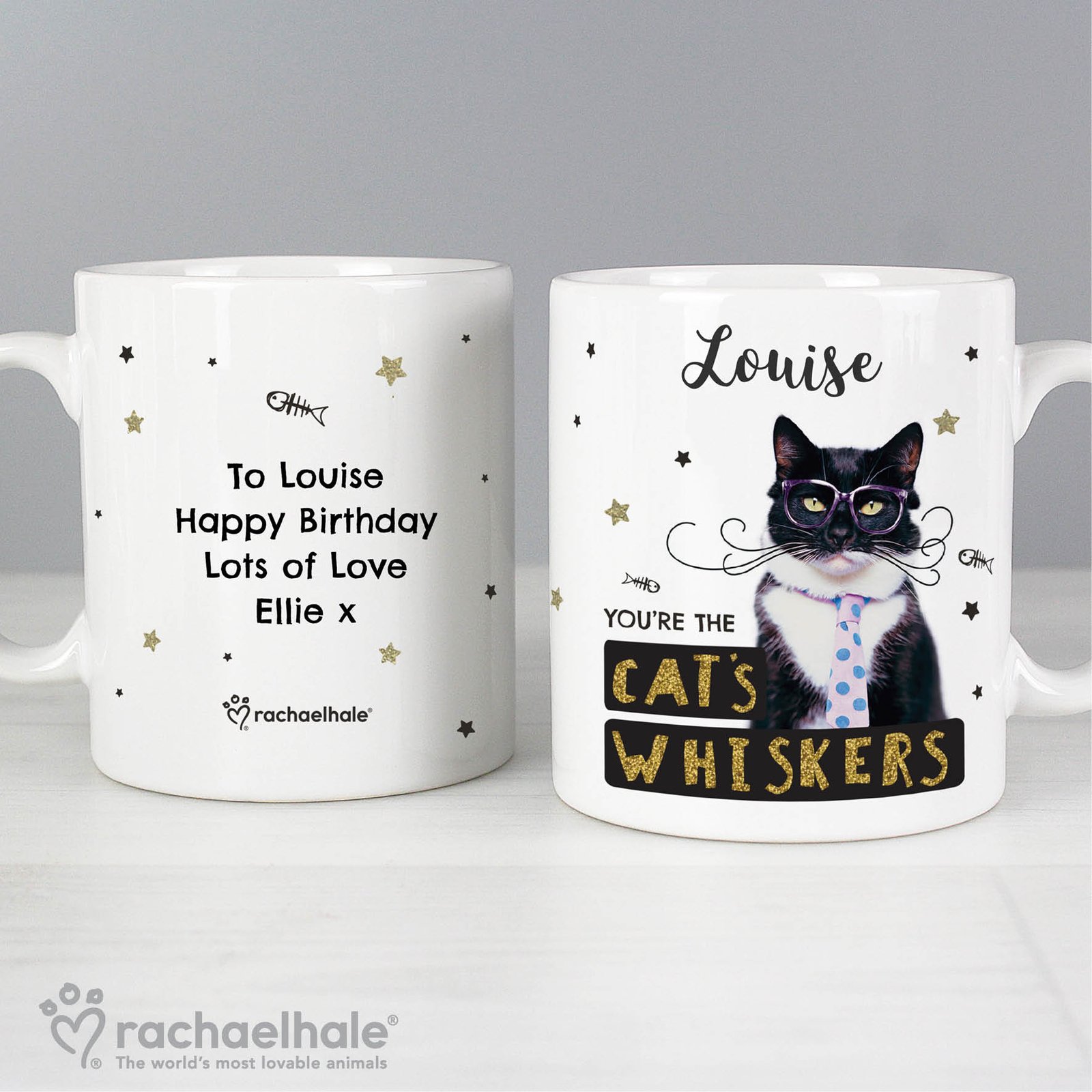 P0805H29 Personalised Rachael Hale 'You're The Cat's Whiskers' Ceramic Mug Personalised Rachael Hale 'You're The Cat's Whiskers' Ceramic Mug - Image 1