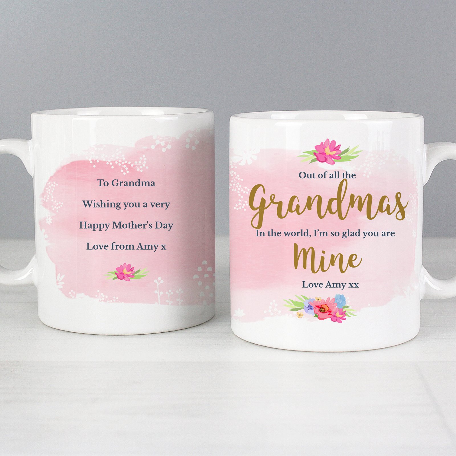 P0805H44 Personalised Floral Watercolour Design Ceramic Mug Personalised Floral Watercolour Design Ceramic Mug - Image 1