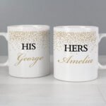 Personalised Gold Confetti Design Couples Ceramic Mug Set - Image 3