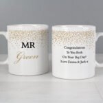 Personalised Gold Confetti Design Couples Ceramic Mug Set - Image 5