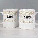 Personalised Gold Confetti Design Couples Ceramic Mug Set - Image 4