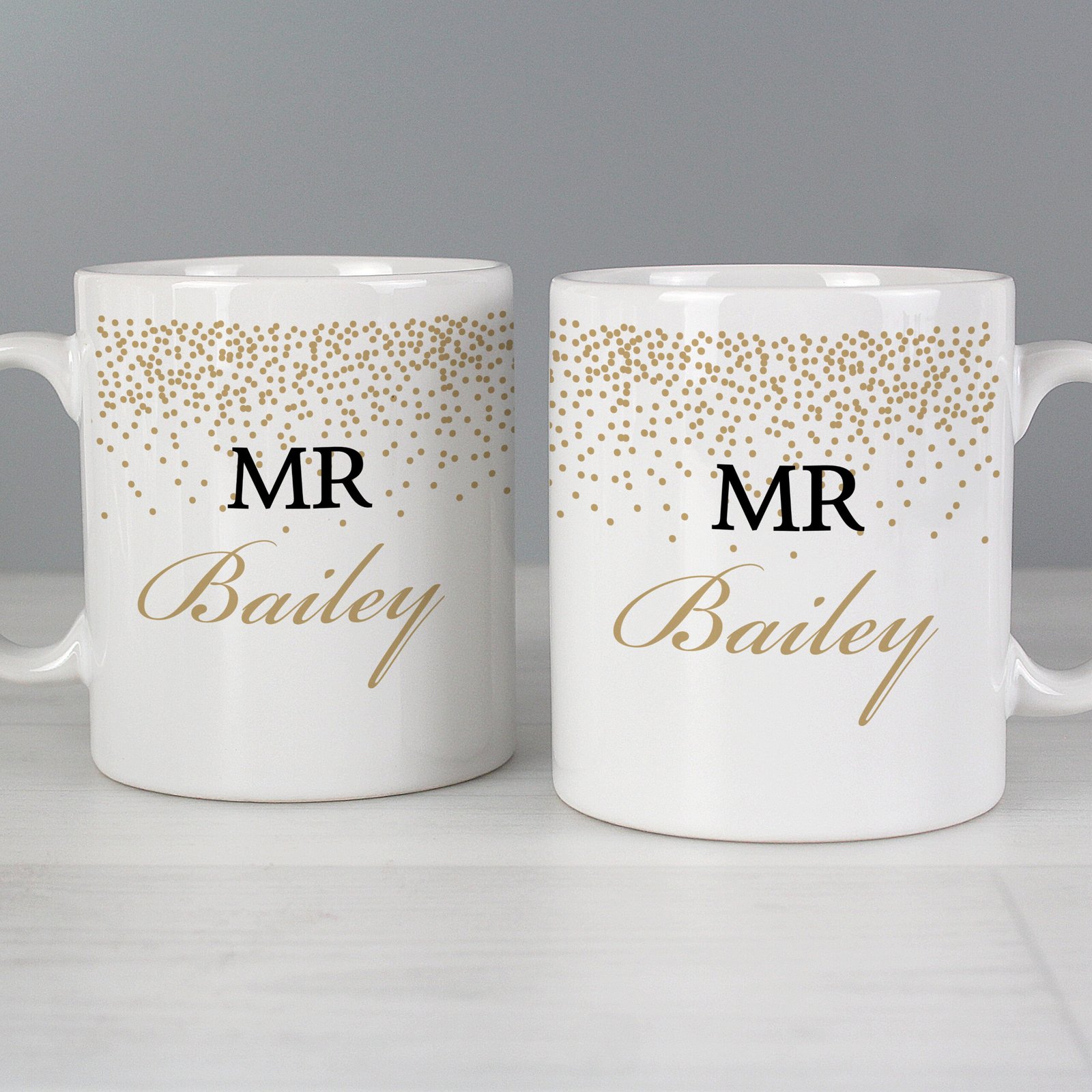 P0805H79 Personalised Gold Confetti Design Couples Ceramic Mug Set Personalised Gold Confetti Design Couples Ceramic Mug Set - Image 1