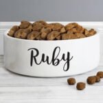 Personalised Any Name 15cm Medium White Ceramic Pet Bowl - Image 5