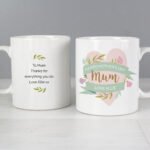 Personalised Any Message Floral Heart Design Ceramic Mug