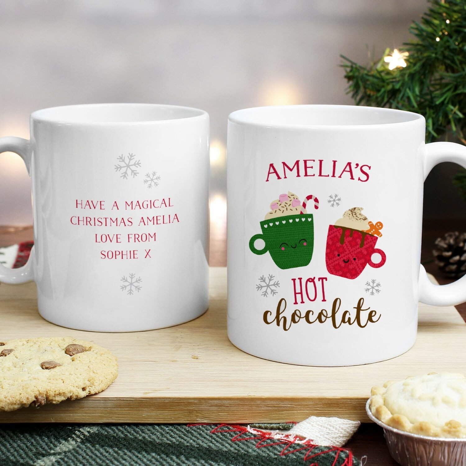 P0805I72 Personalised Cute Christmas 'Hot Chocolate' Ceramic Mug Personalised Cute Christmas 'Hot Chocolate' Ceramic Mug - Image 1