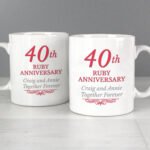 Personalised '40th Ruby Anniversary' Ceramic Mug Set - Image 2