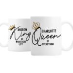 Personalised King of Whatevers Left' & 'Queen of Everything' Couples Ceramic Mug Set - Image 3