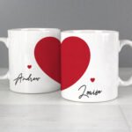 Personalised Two Hearts Design Couples Ceramic Mug Set - Image 2
