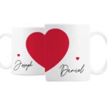 Personalised Two Hearts Design Couples Ceramic Mug Set - Image 3