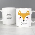 Personalised Cute Fox Face Design Ceramic Mug