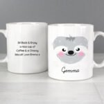 Personalised Cute Sloth Face Design Ceramic Mug