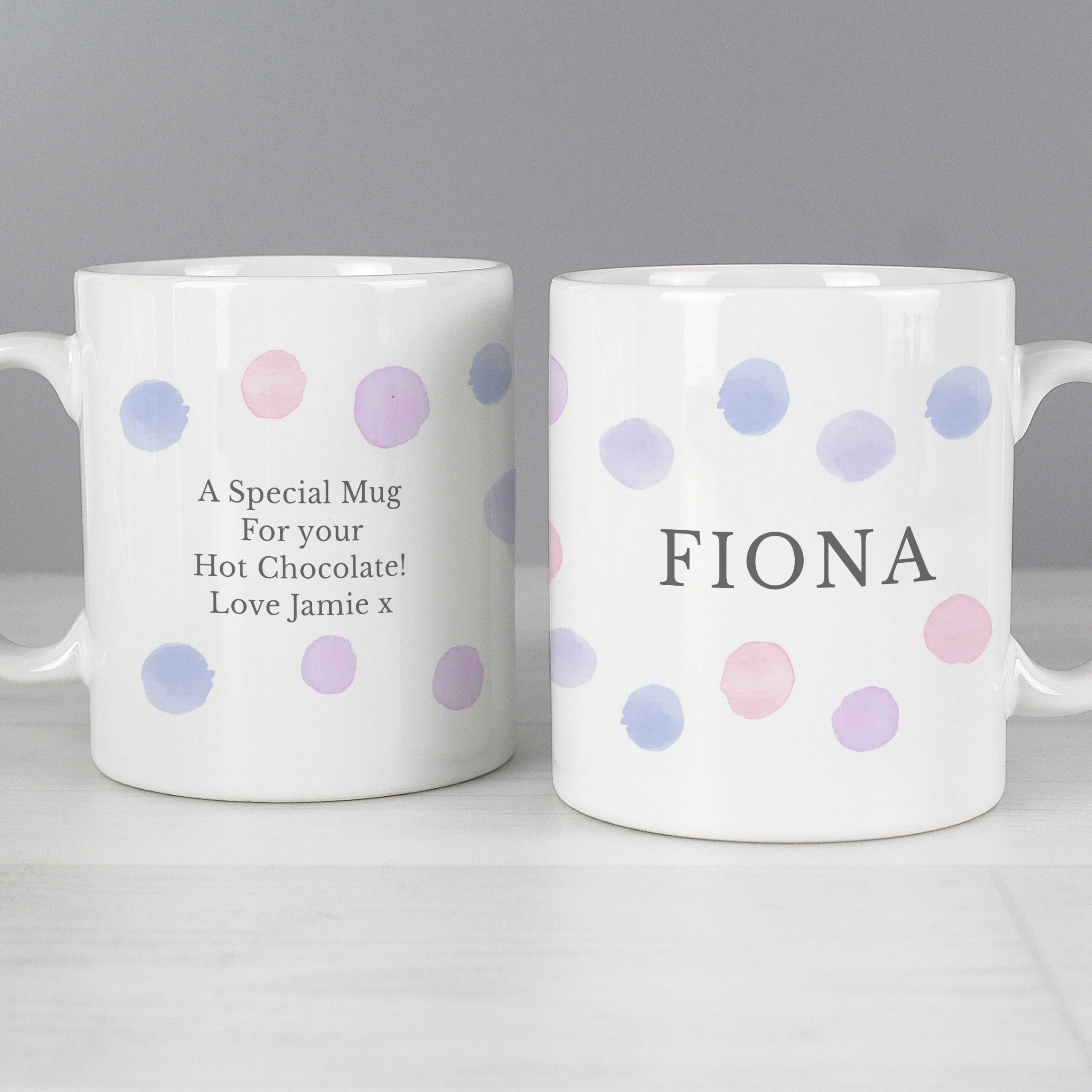 Personalised Any Message Watercolour Spot Design Ceramic Mug - Image 2