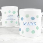 Personalised Name & Message Blue Spot Design Ceramic Mug