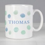 Personalised Name & Message Blue Spot Design Ceramic Mug - Image 3
