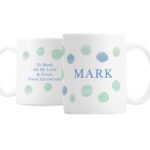 Personalised Name & Message Blue Spot Design Ceramic Mug - Image 4