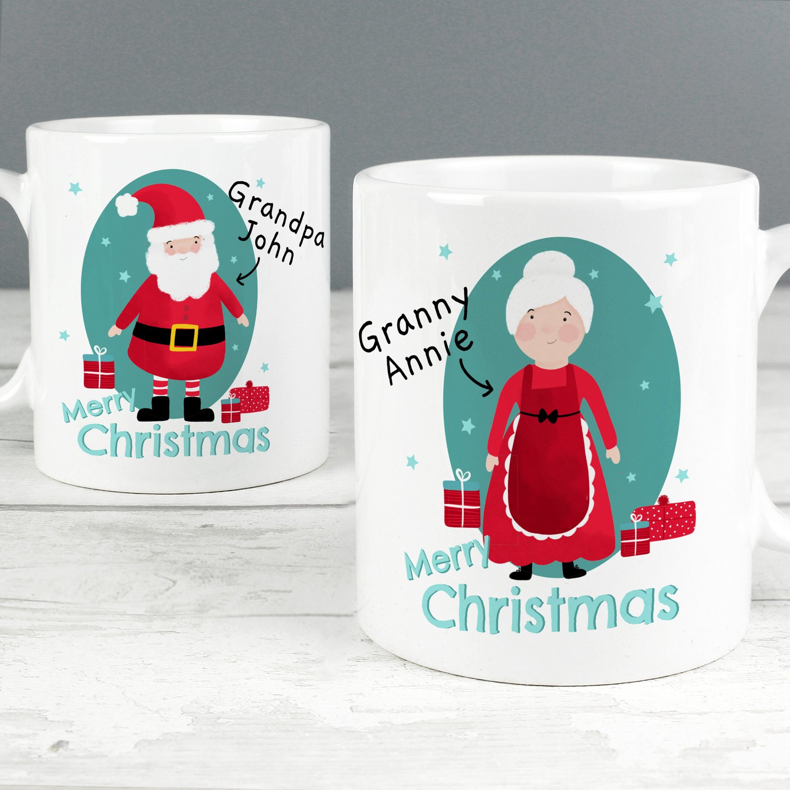 P0805K65 Personalised Mr & Mrs Claus Ceramic Mug Set Personalised Mr & Mrs Claus Ceramic Mug Set - Image 1