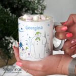 Personalised The Snowman and the Snowdog Blue Text Ceramic Christmas Mug - Image 2