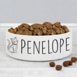 Personalised Scribble Cat Design 15cm Medium Ceramic Pet Bowl