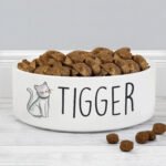Personalised Scribble Cat Design 15cm Medium Ceramic Pet Bowl - Image 2