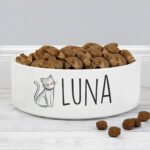 Personalised Scribble Cat Design 15cm Medium Ceramic Pet Bowl - Image 3