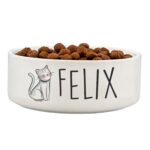 Personalised Scribble Cat Design 15cm Medium Ceramic Pet Bowl - Image 4