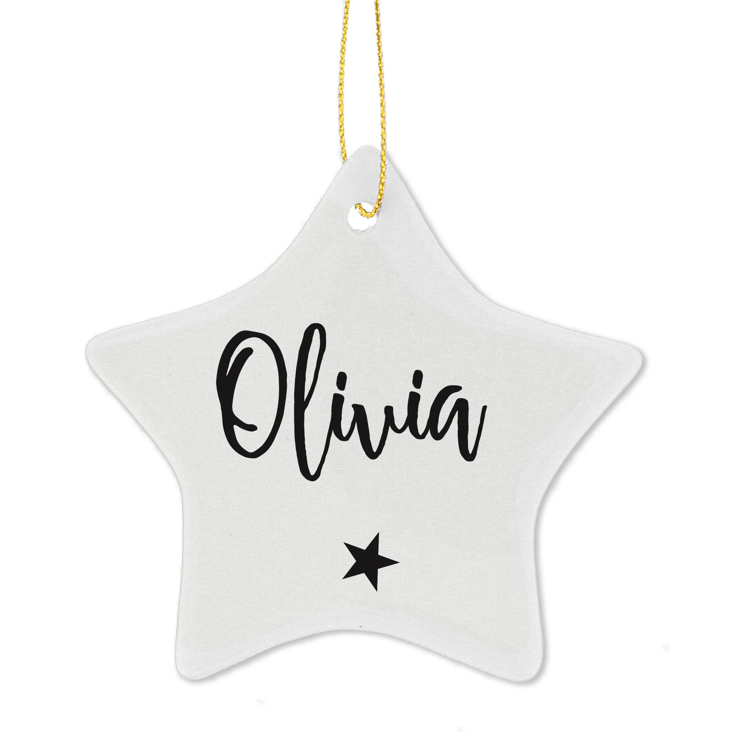 Personalised Name Only Star Motif Ceramic Star Christmas Decoration - Image 3