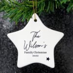 Personalised Any Message Star Motif Ceramic Star Shaped Christmas Decoration
