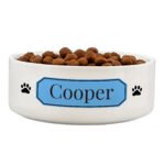 Personalised Blue Plaque Design 15cm Medium Ceramic Pet Bowl - Image 4