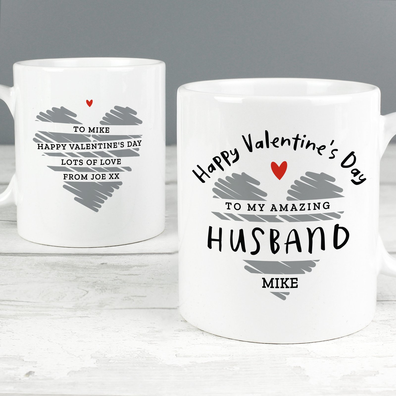 P0805L02 Personalised 'Happy Valentine's Day' Heart Motif Ceramic Mug Personalised 'Happy Valentine's Day' Heart Motif Ceramic Mug - Image 1