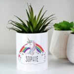 Personalised Rainbow Unicorn Design Ceramic Storage Pot