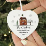 Personalised Cosy Christmas Hanging Ceramic Heart Decoration - Image 2