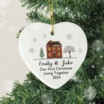 Personalised Cosy Christmas Hanging Ceramic Heart Decoration - Image 3