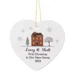 Personalised Cosy Christmas Hanging Ceramic Heart Decoration - Image 4