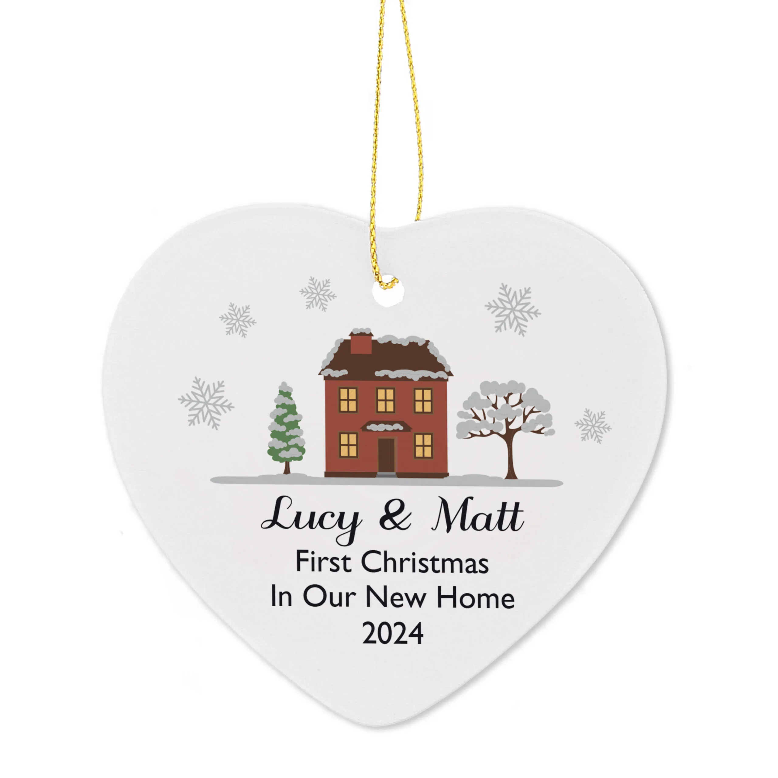 Personalised Cosy Christmas Hanging Ceramic Heart Decoration - Image 4