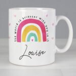 Personalised 'The World Is Brighter With You In It' Rainbow Design Ceramic Mug - Image 2