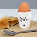 Personalised Name Only Black Star Motif Ceramic Egg Cup - Image 3