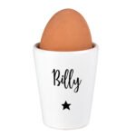 Personalised Name Only Black Star Motif Ceramic Egg Cup - Image 4